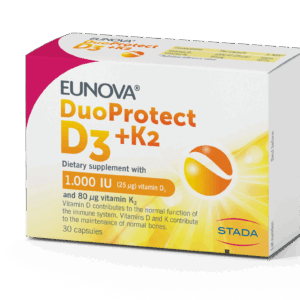 EUNOVA DUOPROTECT D3 1000IU +K2 ZA ZDRAVE KOSTI 30 KAPSULA